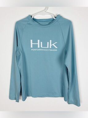 Huk Performance Fishing Shirt 
Youth Small YS Long Sleeve Blue